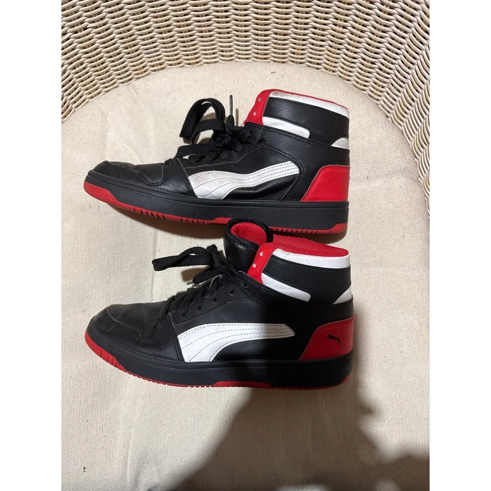 Puma Rebound LayUp Black Red White High Top Sneakers 369573-15 Mens 8